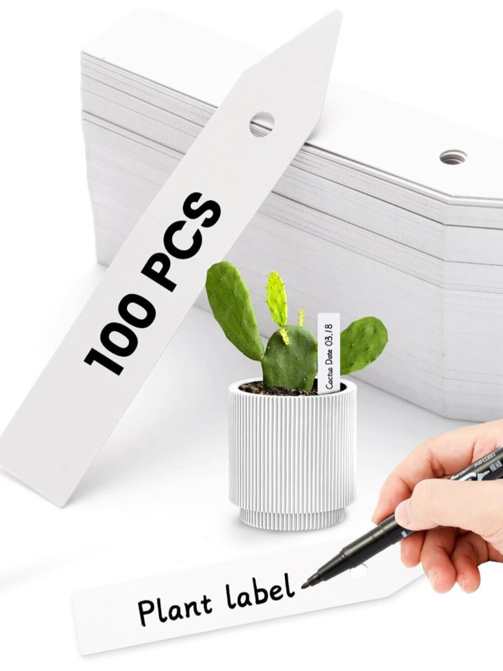 Plant Labels, 100Pcs 3-Inch Plastic Plant Tags with Maker Pen